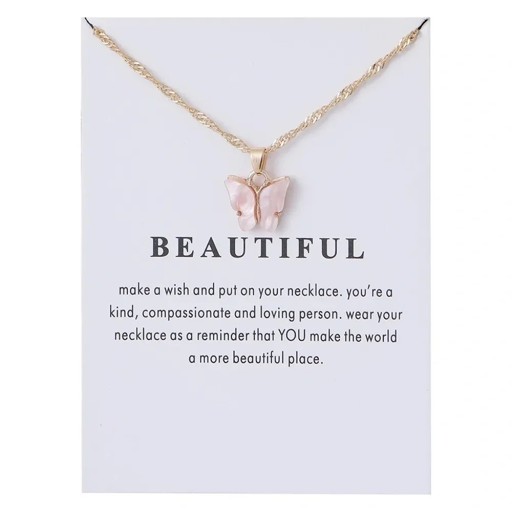 *DEE* Gold x Pink Beautiful Butterfly Fashion Necklace